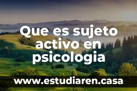 Que es sujeto activo en psicologia