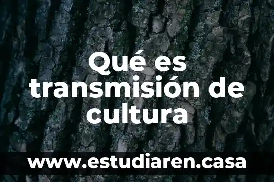 Qué es transmisión de cultura