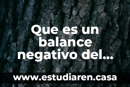 Que es un balance negativo del agua