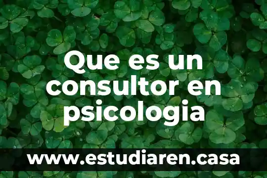 Que es un consultor en psicologia