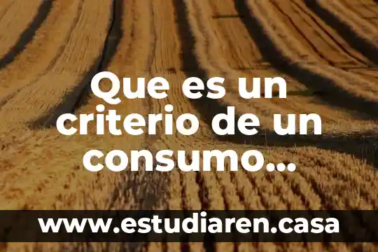 Que es un criterio de un consumo responsable ejemplos
