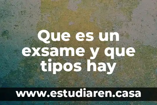 Que es un exsame y que tipos hay