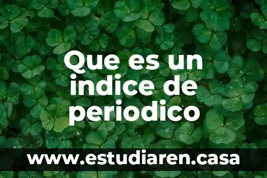 Que es in en enfermeria 5 Que es un indice de periodico