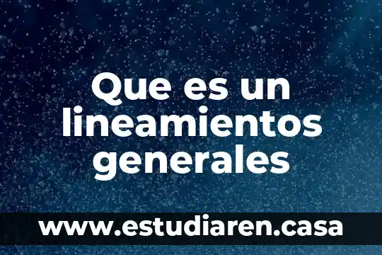 Que es un lineamientos generales