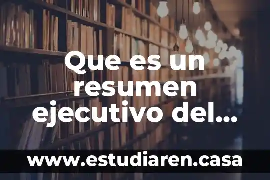 Que es un resumen ejecutivo del proyecto