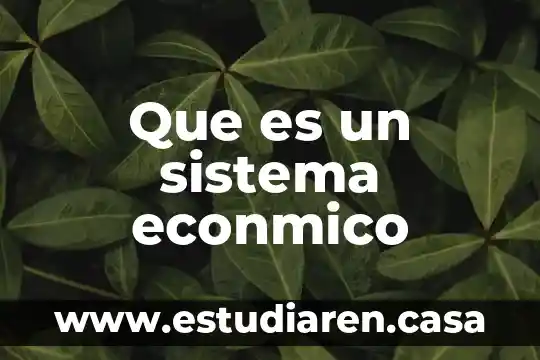 Que es un sistema econmico