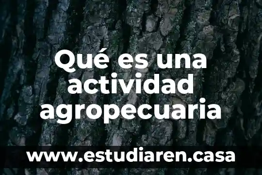 Agropecuaria Industrial y Comercial Alpen Swiss S.A. que es 8 Qué es una actividad agropecuaria