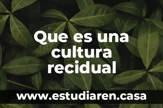 Que es una cultura recidual