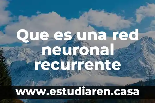 Qué es una red sin uso medido 7 Que es una red neuronal recurrente