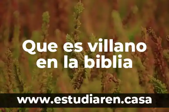 Que es resentimiento segun la biblia 4 Que es villano en la biblia