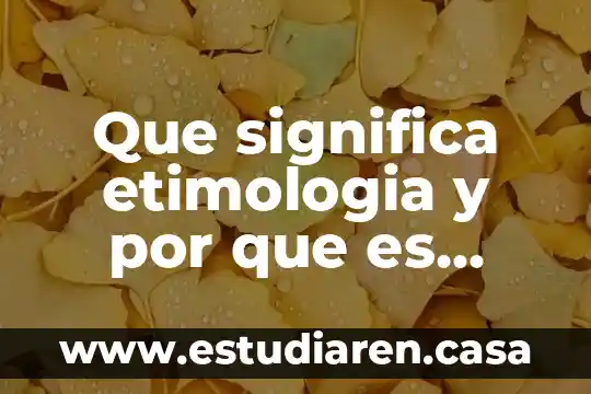 Que significa etimologia y por que es considerada una ciencia