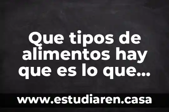 Que tipos de alimentos hay que es lo que contiene