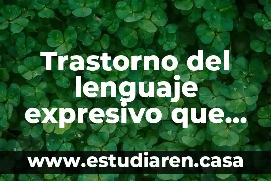 Que es el trastorno del lenguaje 6 Trastorno del lenguaje expresivo que es